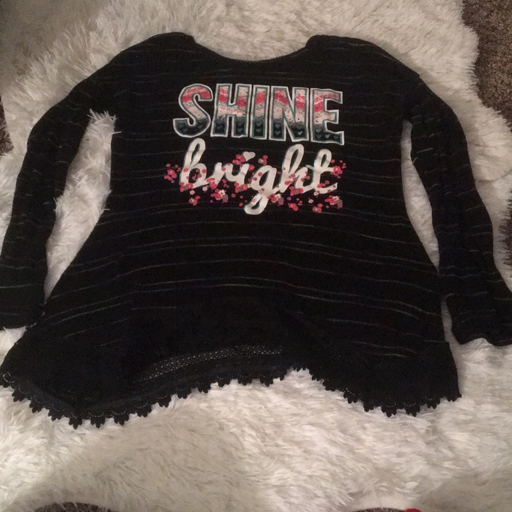 Girls black and rainbow stripes sweater